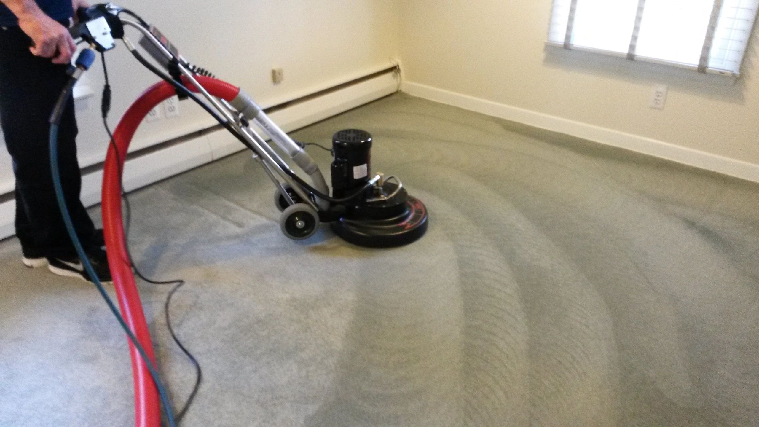 Great Lakes Super Clean technician deep-cleaning a carpet with professional equipment